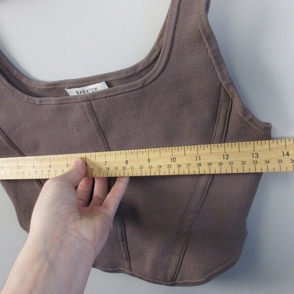 Aritzia Babaton Sculpt Knit Bustier Tank L Brown Squareneck Crop Knit Casual 144 - Picture 4 of 8